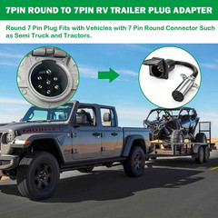 7 Pin round to 7 Pin Flat Adapter,7 Pole round to 7 Way RV Blade Trailer Plug,Tr