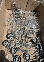 Vintage Model Car Chrome Parts Lot Chrome Trees Sprues Wheels Tires 1/24 1/25