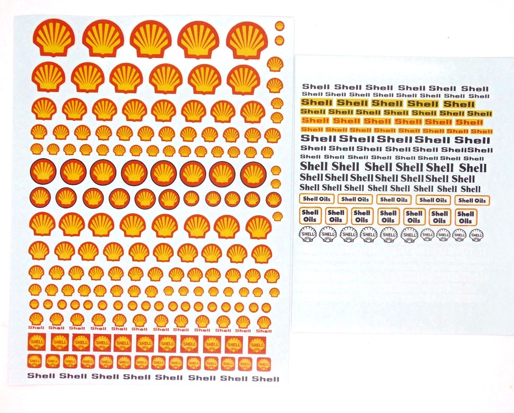 Decal Shell Emblem Logo 1:24 Black White Letters 2 Sheets No Scale Unbranded