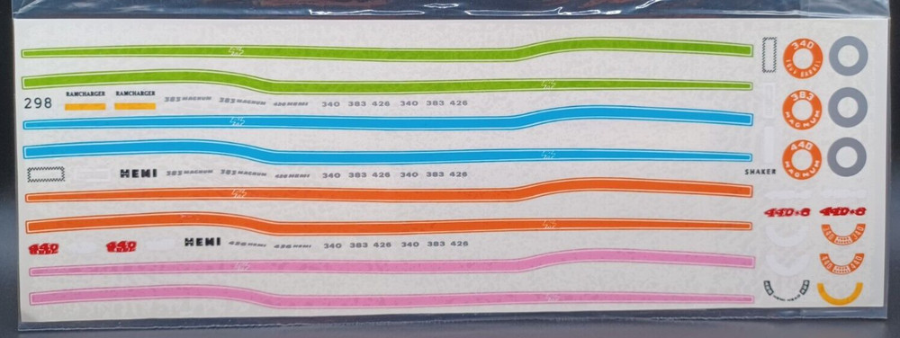 Fred Cady | No. 298 | 1:25 1970 Dodge Challenger R/T Side Stripes Decals