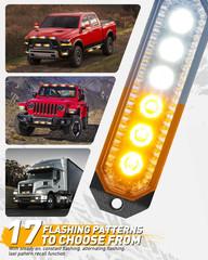 406T Emergency Strobe Grille Lights: 4Pcs 6 LED Sync Feature Safety Warning Flas