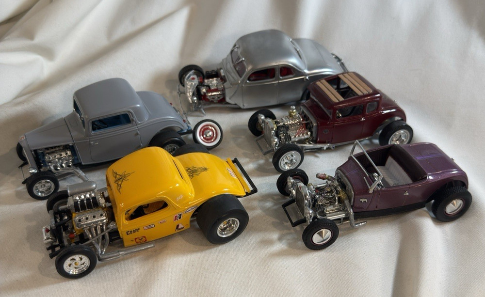 Lot of 5 Well Built Model Cars Junkyard – 1920s 1930s Custom Hot Rods, Revell