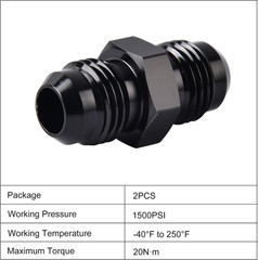 6AN Male to Male Flare Coupler Union Straight Fuel Hose Adapter Fitting Black 2P