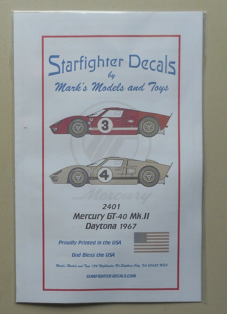 1/24 Mercury GT40 Mk II Daytona 1967 1:24 Scale Modeling Starfighter 2401