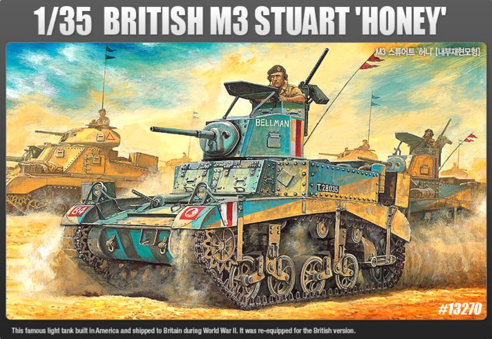 Academy 1/35 BRITISH M3 STUART’ “HONEY” Light Tank Plastic Model Kit #13270
