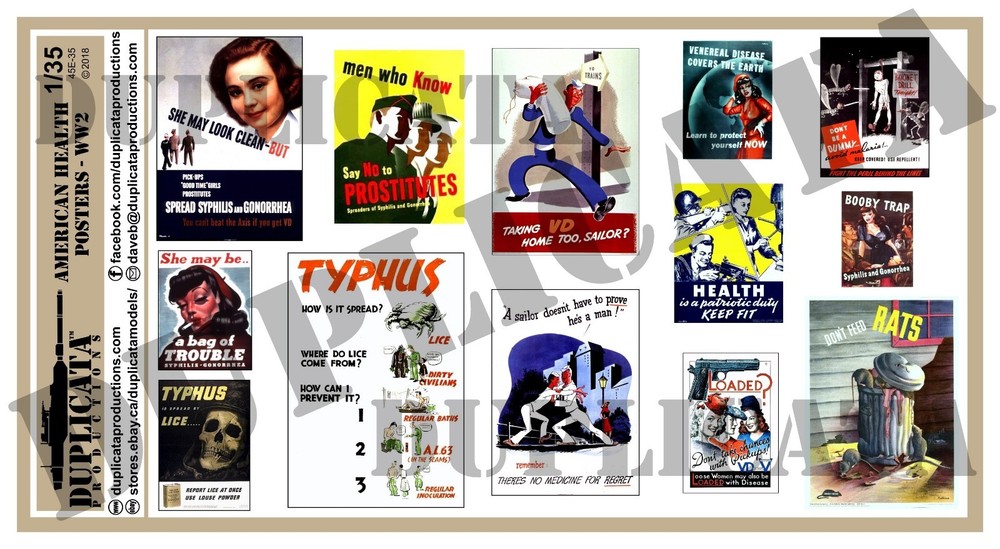 Diorama Accessory – 1/35 American Health Posters, Various Sizes – WW2