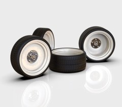 1:18 3d Printed Smoothie 26” 10×14 Wheel And Rubber Tire Setup. Unpainted