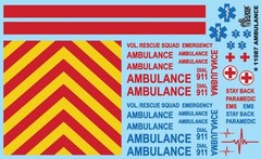 GOFER RACING DECALS Ambulance emergency truck SHEET 1:24 1:25 CAR MODEL 11087