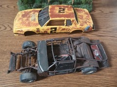 1980’S MONTE CARLO OLD RUSTY RETIRED STOCK CAR SITTIN IN FIELD DIORAMA SCENE !!