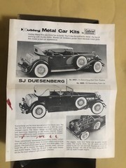 Gabriel Hubley 1932 Duesenberg SJ 1:18 Scale Metal Classic Model Car Kit