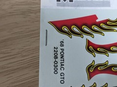 Monogram ’68 GTO Street machine Model Car Decal Sheet