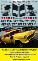WATERSLIDE DECAL TOM DANIELS BADMAN 1955 CHEVY GASSER DRAG CAR 1/24 POWERSLIDE