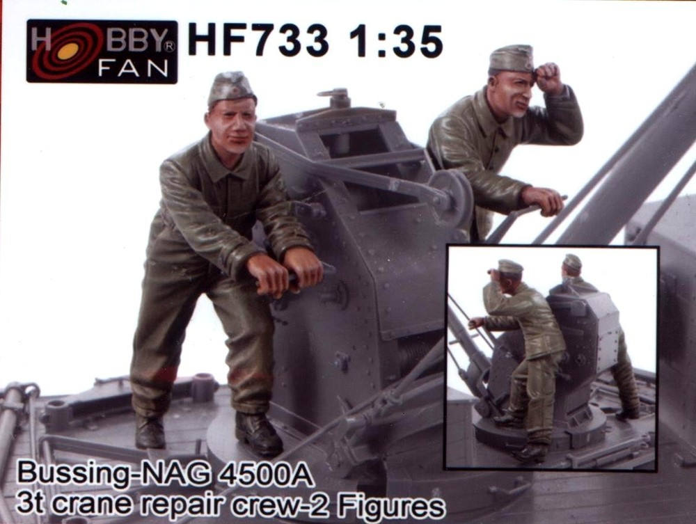 Hobby Fan 1/35 HF-733 WWII German Bussing-NAG 4500A 3t Crane Repair Crew – 2 Fig