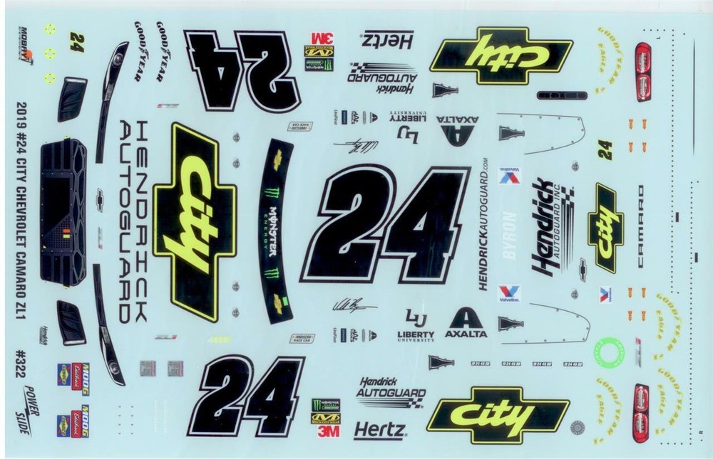 Powerslide 322 #24 City Chevrolet 2019 William Byron 1/24 Nascar decal