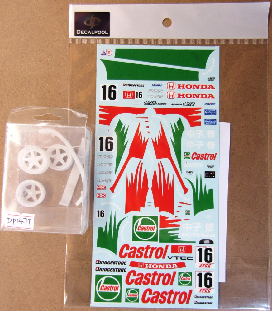 Decalpool 1/24 Scale Honda Civic Castrol Mugen JTCC 1995 Decal & Transkit DP147T