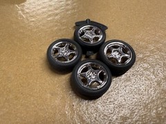 C5 C6 Corvette Chrome Wheels Skinny Tires 2000’s 1/25 Set LOOK