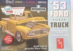 AMT Trophy Series ’53 Ford Pickup Truck 1:25 3-in-1 Model Kit Op Hood Brand New