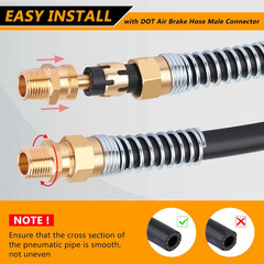 Air Brake Fittings, Brass DOT 3/8” Hose X 3/8” Male Air Hose End Connector with