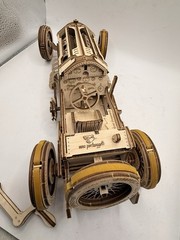 U-Gears U-9 Grand Prix Car Wooden Mechanical Model Assembled Crank/Trophy READ