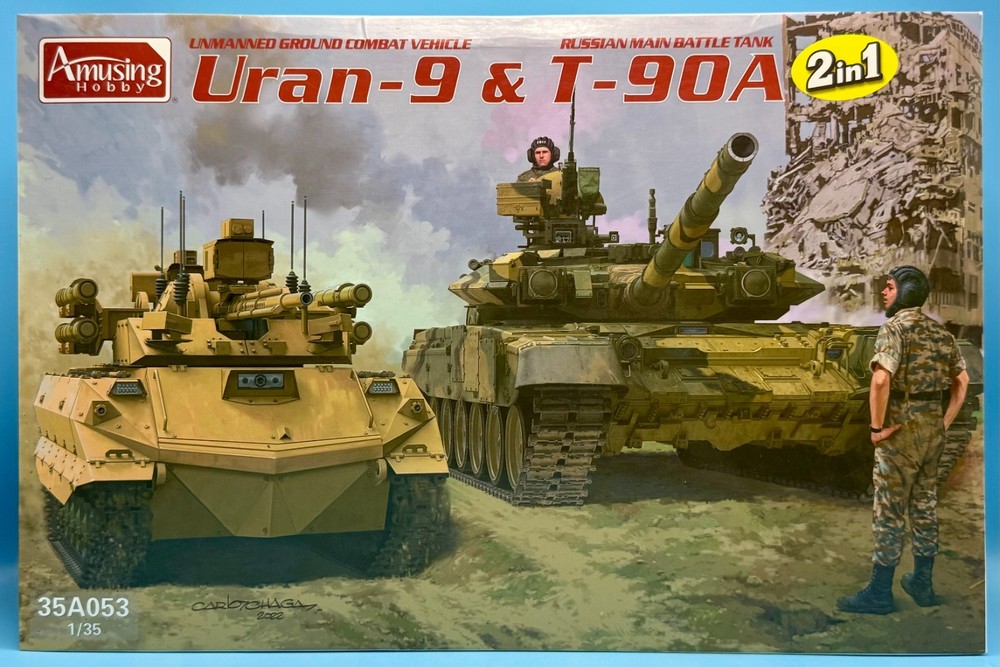 Amusing Hobby AH 35A053 1/35 Russian Main Battle Tank T-90A & Uran-9 Brand New