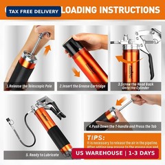 18-Piece 8000PSI Heavy Duty Grease Gun Kit with 14oz Grease, 2×11″ Hoses, Flex H