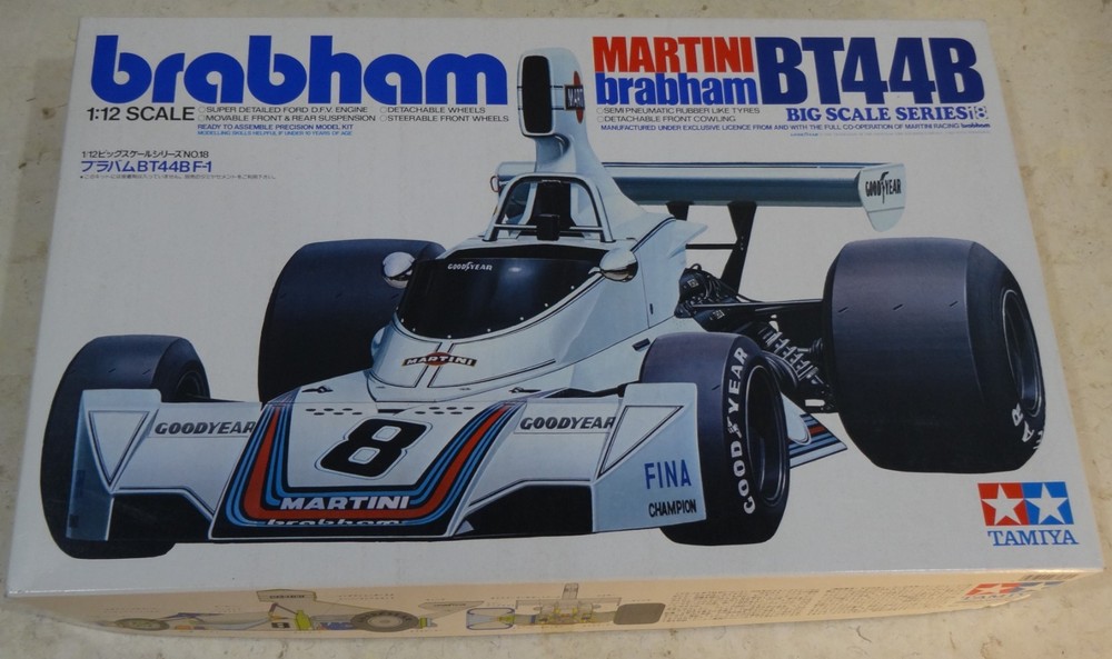 Tamiya # 12018 1/12 Big Scale BRABHAM BT44B, UNTOUCHED, EXLNT DECALS Model Kit