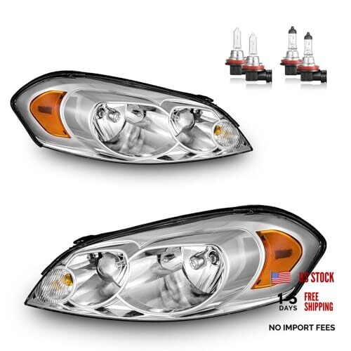 Headlights OE Replacement Clear Lens I Chrome Housing I Amber Reflector