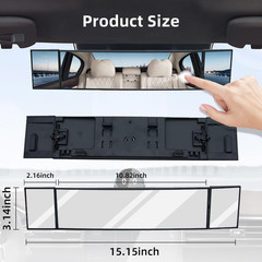 Car Rear View Mirror, 15.1” Anti-Glare Panoramic Wide Angle Rearview M
