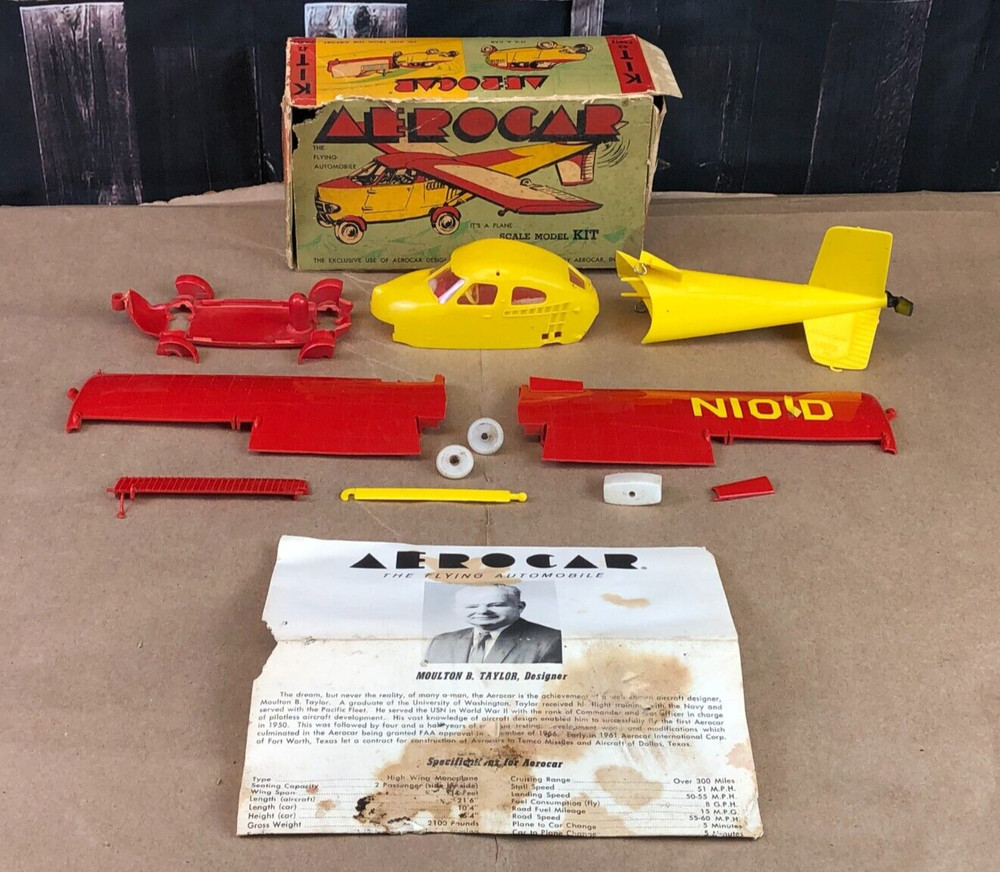1961 Aerocar Gladen Model kit THE FLYING AUTOMOBILE Plane No. K-66-1-98 ~ AS-IS