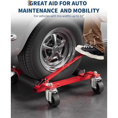 Car Wheel Dolly Jack Set of 2,1500 Lbs. Jack with Ratcheting Foot Pedal, Swivel