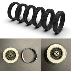 1:12 (6) Black Rubber Tire Replacement Set For Danbury Mint 1939 Cadillac