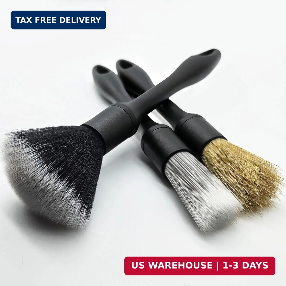3 Pcs Car Detailing Brush Set – Car Interior Detailing Brush[Not Easy to Shed Br