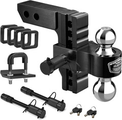 6″ Adjustable Trailer Hitch Fit 2″ Receiver, anti Rattle Hitch Clamp | Dual Ball