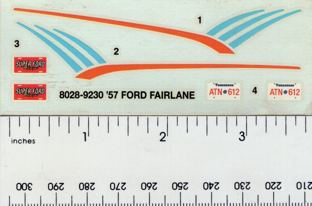 AMT/ERTL No. 8028 1:25 1957 Ford Fairlane 500 Decal Only Not A Kit
