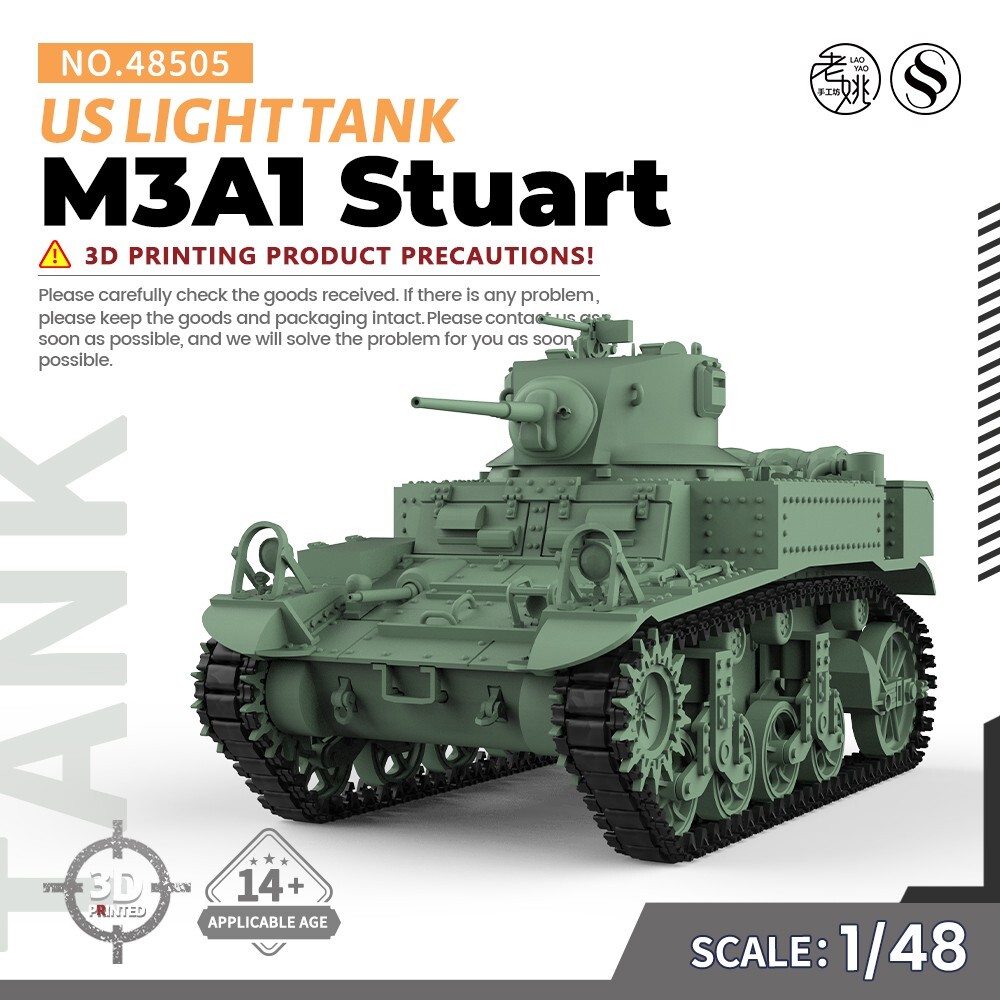 SSMODEL SS48505 1/48 Military Model Kit US M3A1 Stuart Light Tank WoT WAR