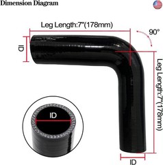 ID 1.5″ to 1.75″ 90 Degree Reducer Silicone Elbow Coupler, 7″ Leg Length
