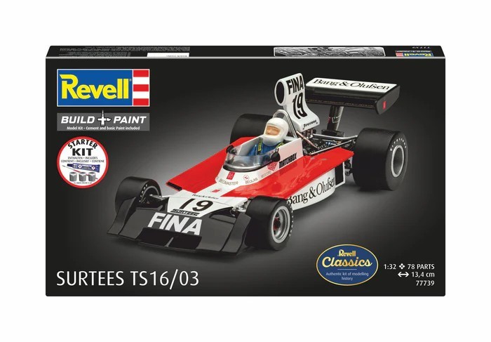 Revell G 77739 1974 Surtees TS16/03 Formula 1 Racing Car plastic model kit 1/32