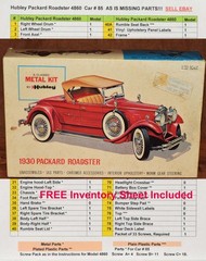 Hubley 1930 Packard Roadster #4860, Metal & Plastic Parts, Missing Chrome Parts