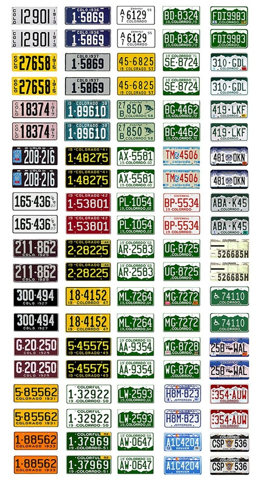 1/25 scale model car assorted USA Colorado license plates state tags 1:25