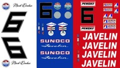 #6 Mark Donhue AMC Javelin Trans Am 1/18th Scale Waterslide Decals