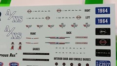 AMT 64 1964 Chevy Impala SS 409 1/25 Decal Sheet Emblems Dash Cluster Gauges Hot