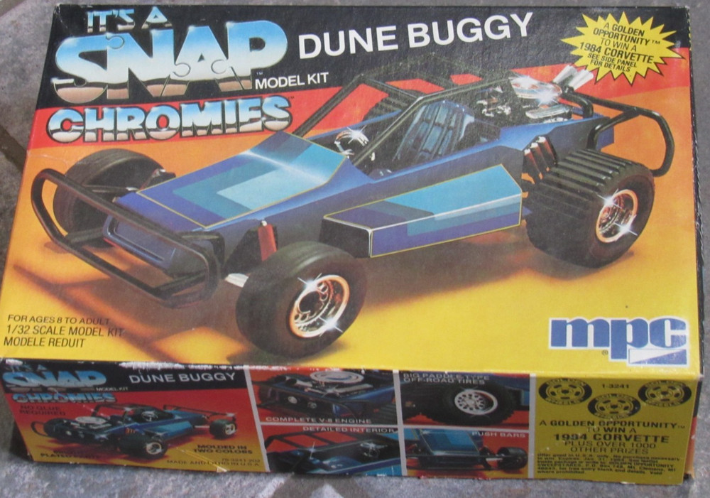 VTG 1984 MPC Chromies Snap Together Dune Buggy # -3241 box & decals PARTS