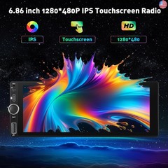 Single Din Touchscreen Car Stereo with Wireless Carplay and Android Auto – 6.86