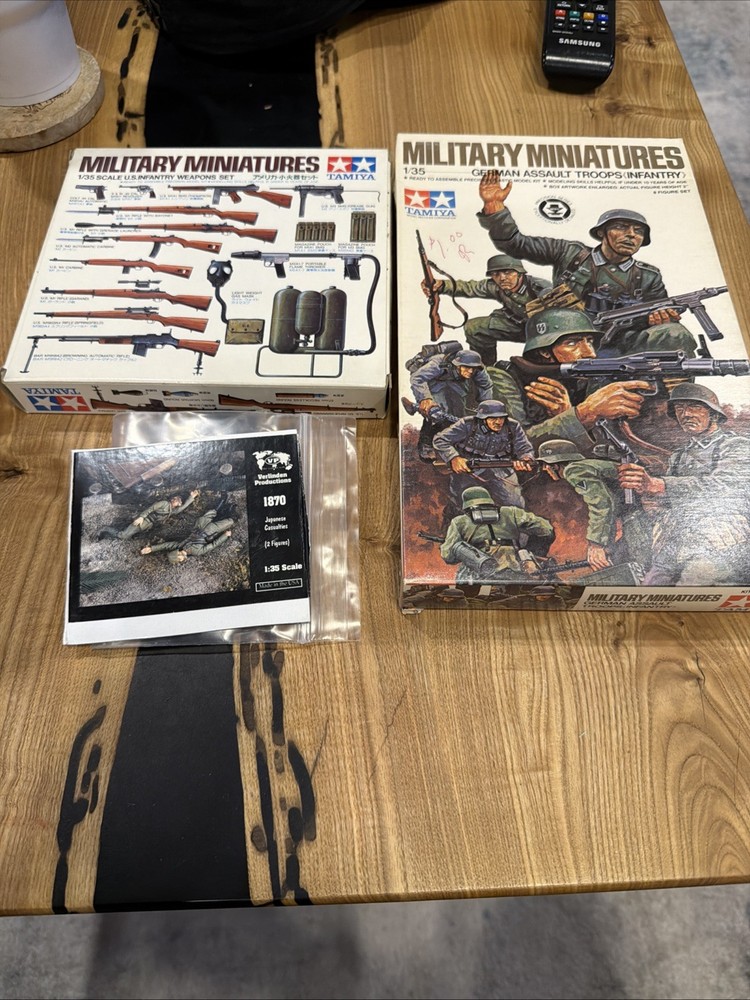 Lot Of 3. Vintage Tamiya 1/35 Military Miniatures Japanese Casualties, Weapons,