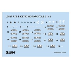 Great Wall Hobby L3527 1/35 R75-KS750 German Heavy Double Wheel Motorcycles
