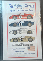 1/32 Starfighter Decals 3009 for Ford GT Mk II Sebring 1966 for 4 cars