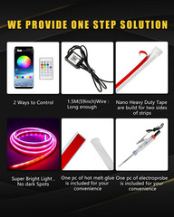 Car Led Lights Exterior RGB Hood Light Strip Waterproof Multicolor Dynamic Scan