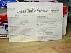 1953 Ford Victoria Hardtop Car Parts 1/25 Scale Model Lindberg – You Choose