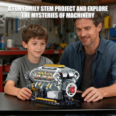 V8 Engine Model Kit That Runs, Build Your Own Mini Visible Car Motor, Physical S
