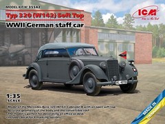 Typ 320 (W142) Soft Top WWII German staff car (Plastic model kit) 1/35 ICM 35542